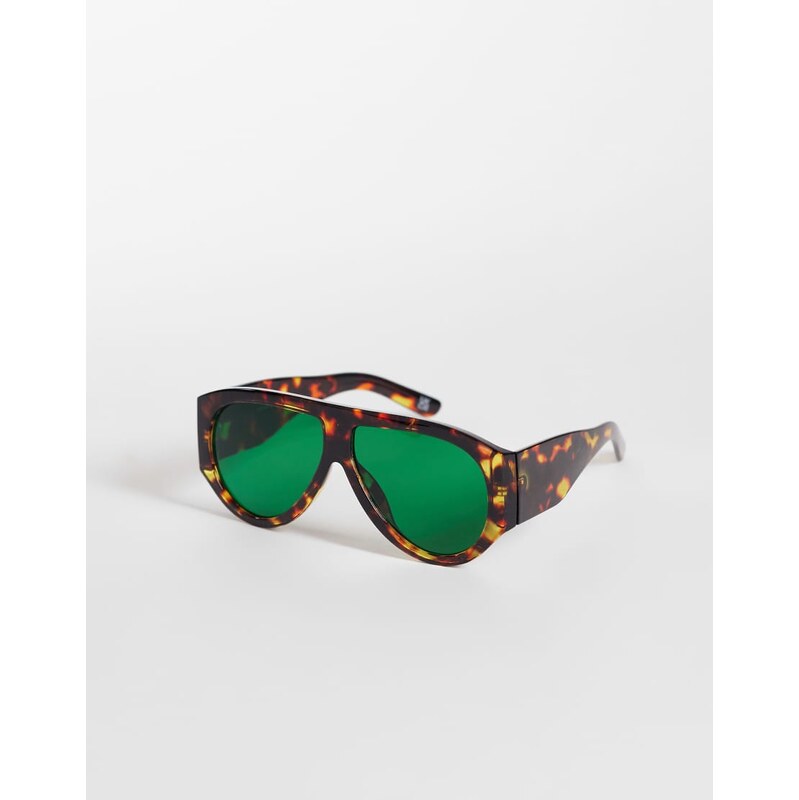 ASOS DESIGN wide temple aviator fashion glasses with bright