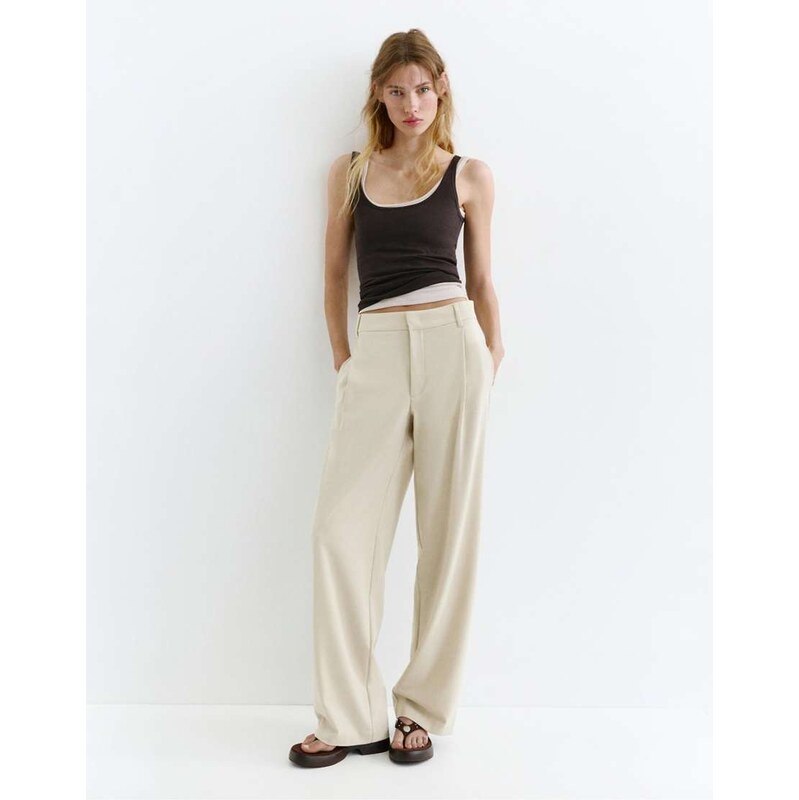 Pull&Bear Tailored darted pants in vanilla-Neutral 115634474