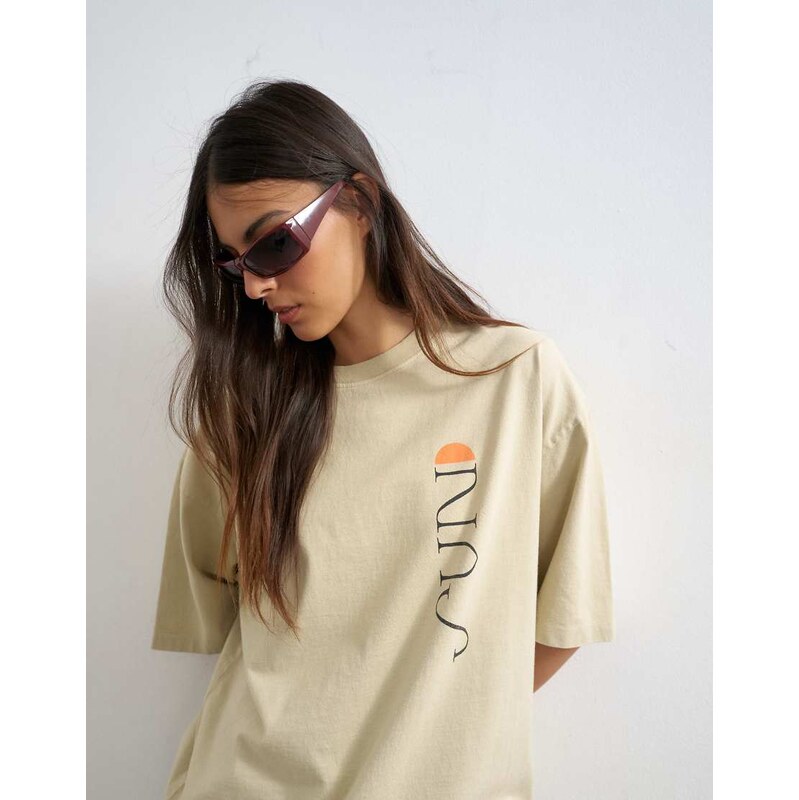 Topshop Sun Drenched graphic oversized tee in multi