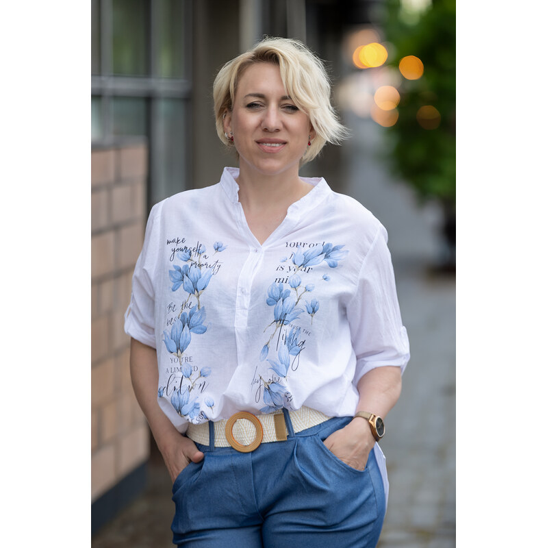 Italy fashion Bavlněná košile CREATIVE Barva: Modrá magnolie, Velikost 115634789