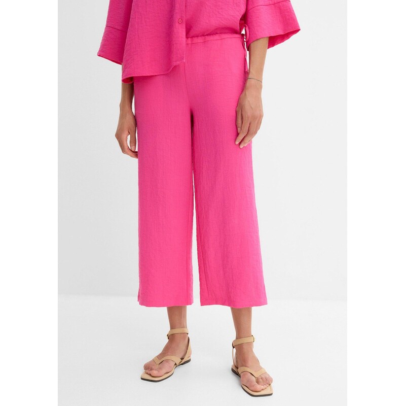bonprix Culotte kalhoty z viskózové směsi růžová Žena 115637480