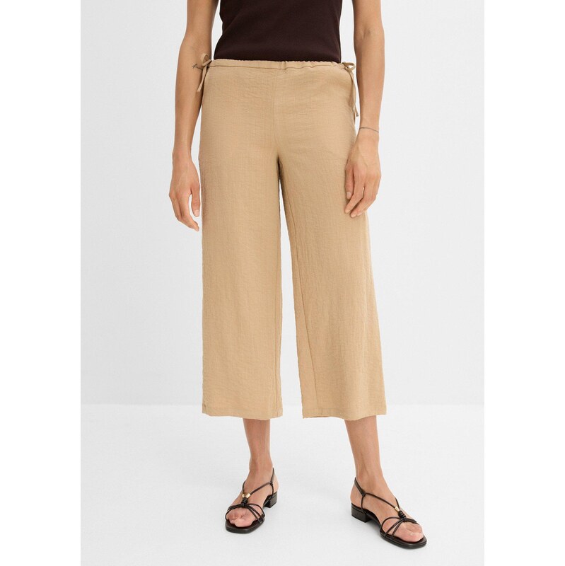 bonprix Culotte kalhoty z viskózové směsi béžová Žena 115637481