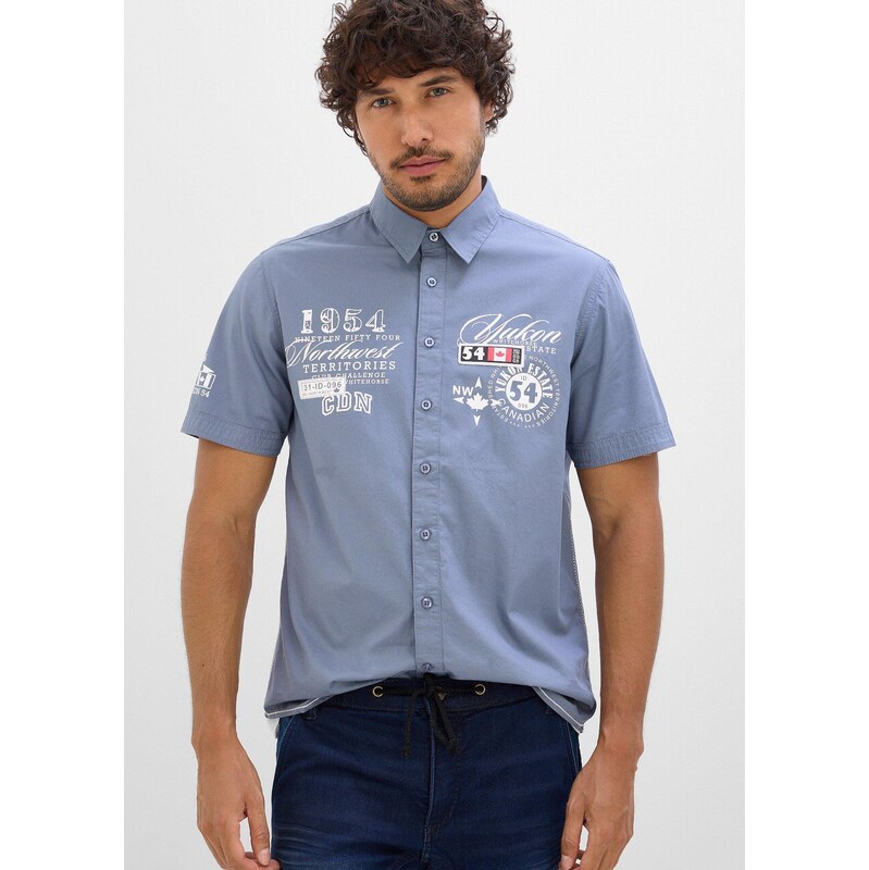 bonprix Košile s krátkým rukávem, Slim Fit modrá Muž