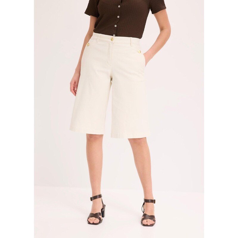 bonprix Bermudy Wide Leg z elastického keprového materiálu