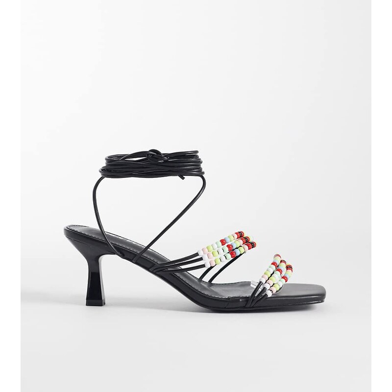 Public Desire Wide Fit kitten heel sandals in colour beads in