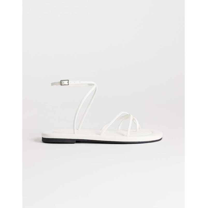 Topshop Emma strappy flat sandal in white 115640329