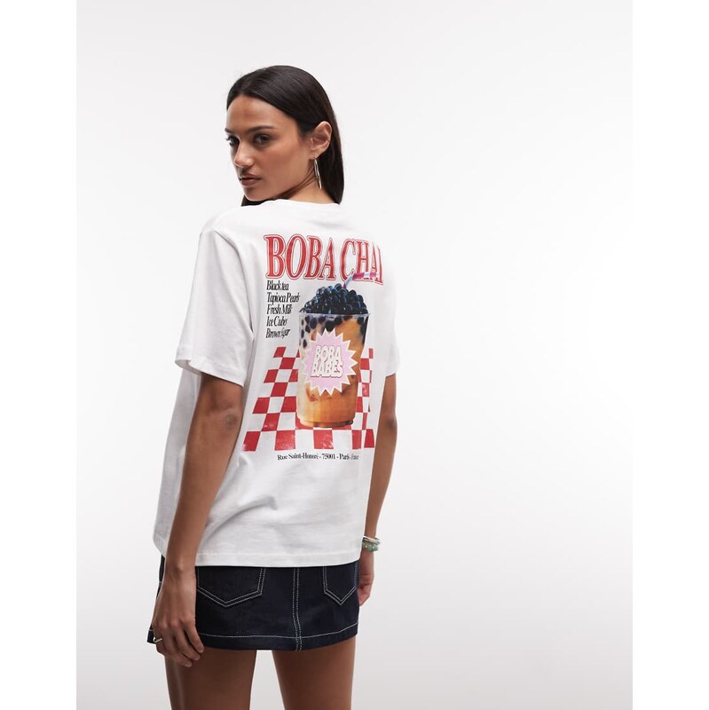 Noisy May oversized t-shirt with chai back print in white 115640335