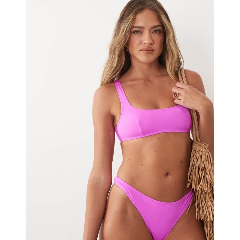 ASOS DESIGN Maya Mirissa scoop crop bikini top in pop pink