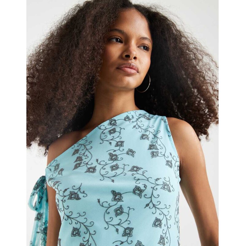 Motel Nani off shoulder top in ivy blue-White 115640386