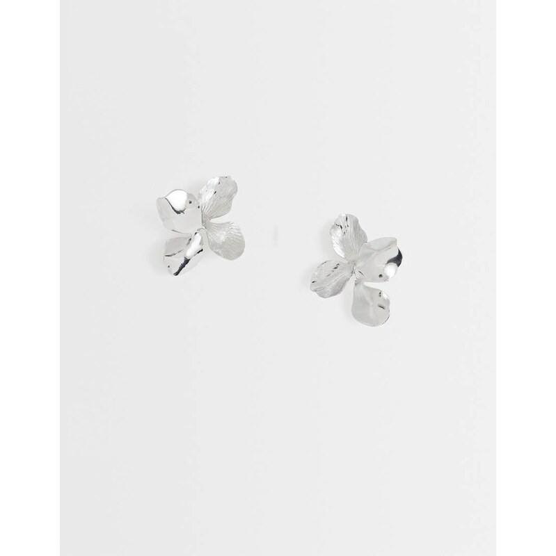 ASOS DESIGN mini stud earrings in flower shape in silver tone