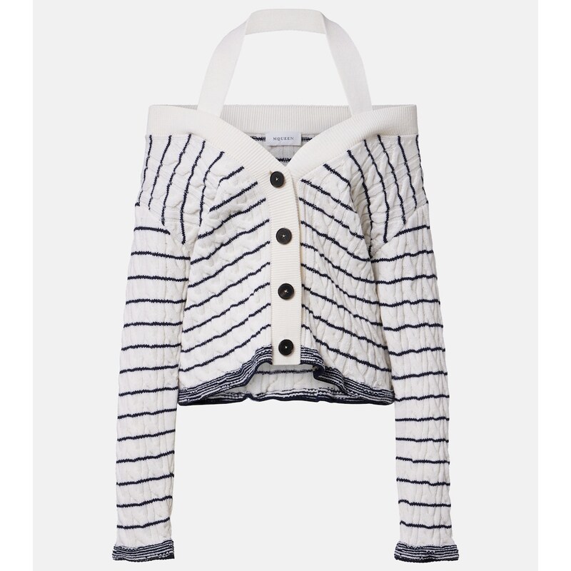 McQueen Cable-knit striped cardigan