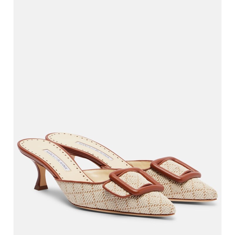 Manolo Blahnik Maysale leather-trimmed mules