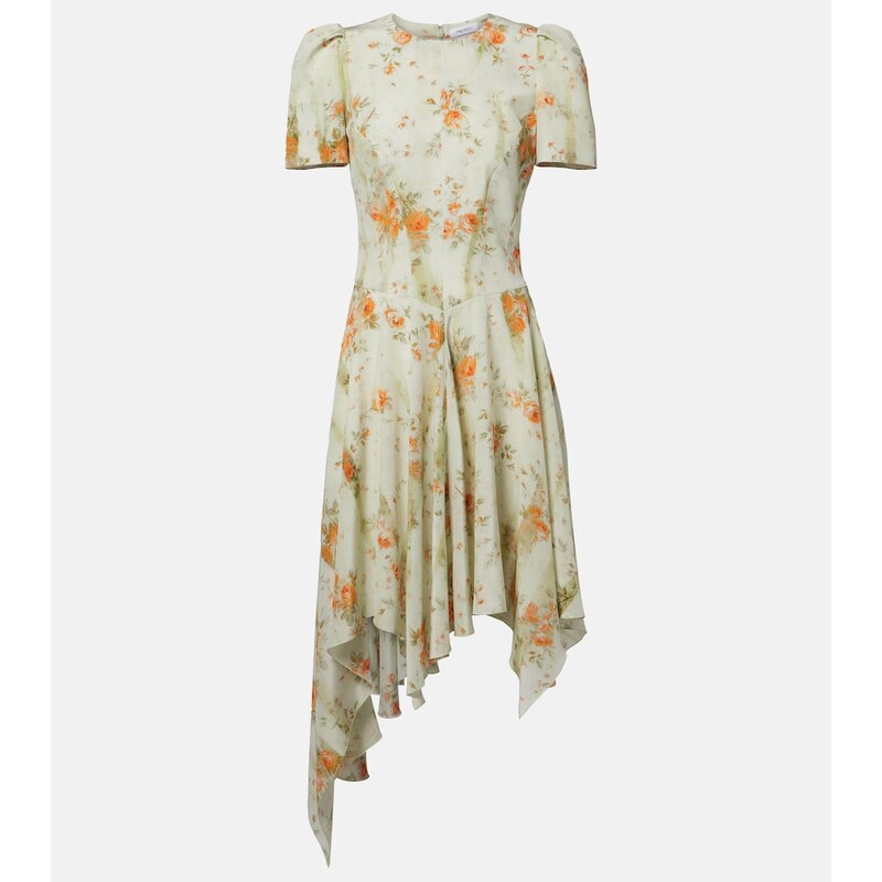 McQueen Floral asymmetric midi dress