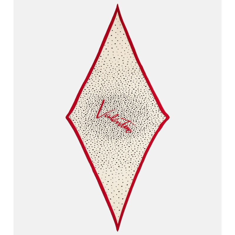 Valentino Pleated polka-dot silk twill scarf