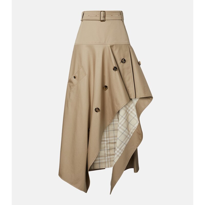 Burberry Heather asymmetric cotton midi skirt