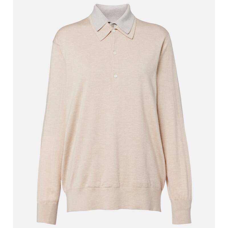Acne Studios Silk, wool, and cashmere polo sweater