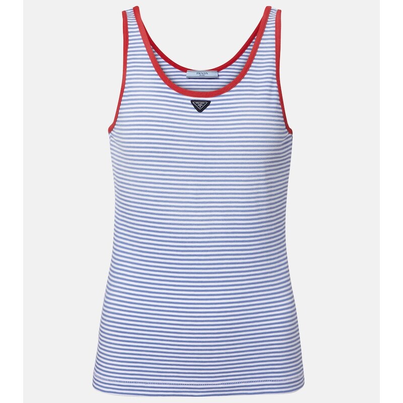 Prada Striped cotton jersey tank top