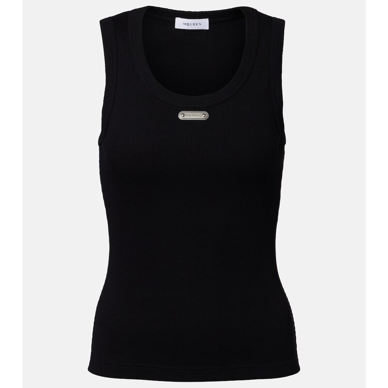 McQueen Logo ribbed-knit tank top