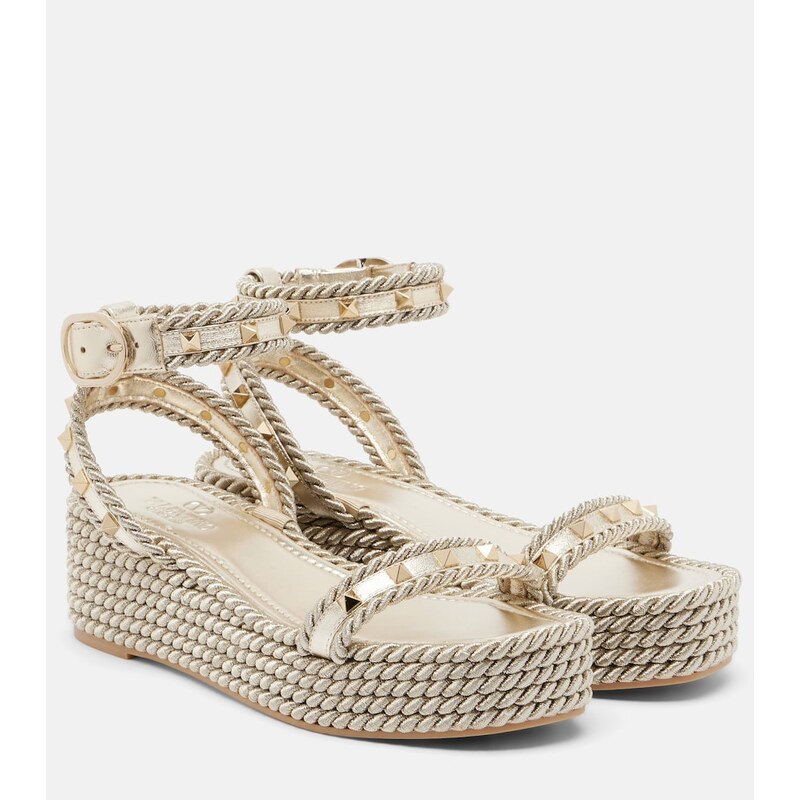 Valentino Garavani Rockstud Torchon leather espadrille sandals