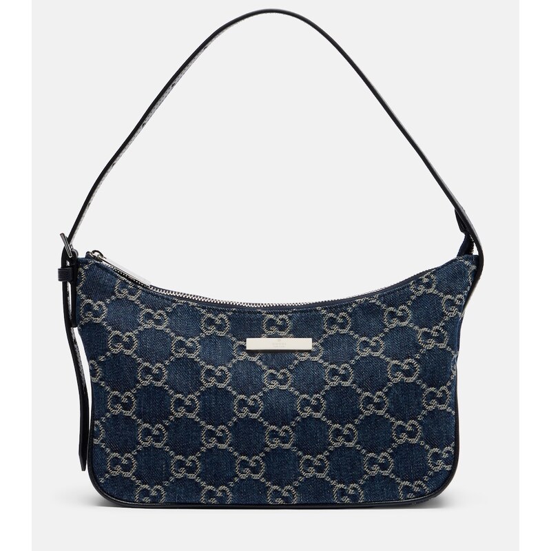 Gucci Lady Lunetta GG Small denim shoulder bag