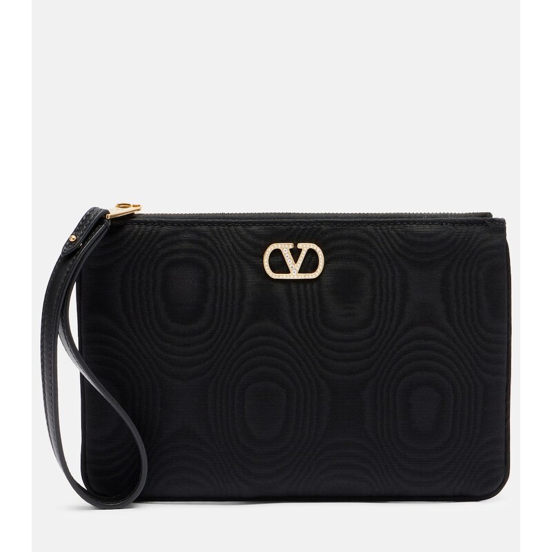 Valentino Garavani VLogo SwarovskiÂ-embellished moirÃ pouch