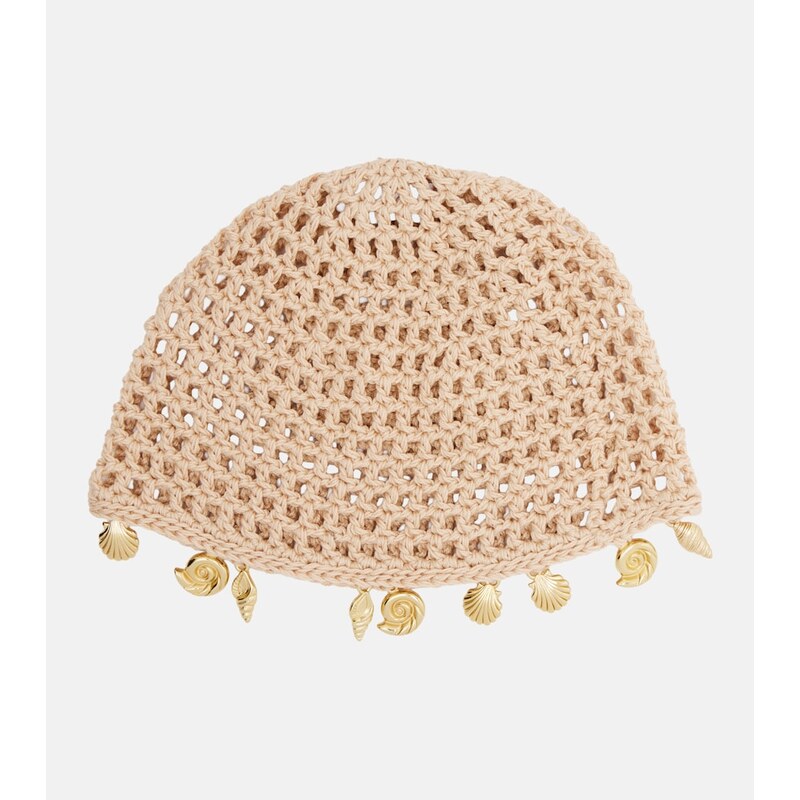 Oséree Embellished crochet cotton hat
