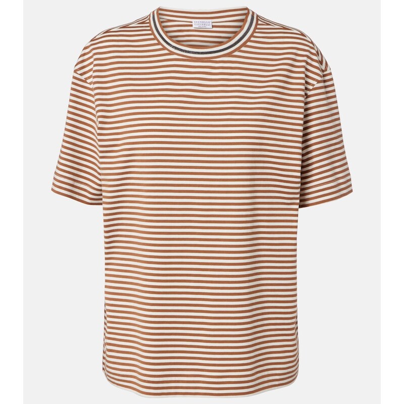 Brunello Cucinelli Striped oversized cotton jersey T-shirt