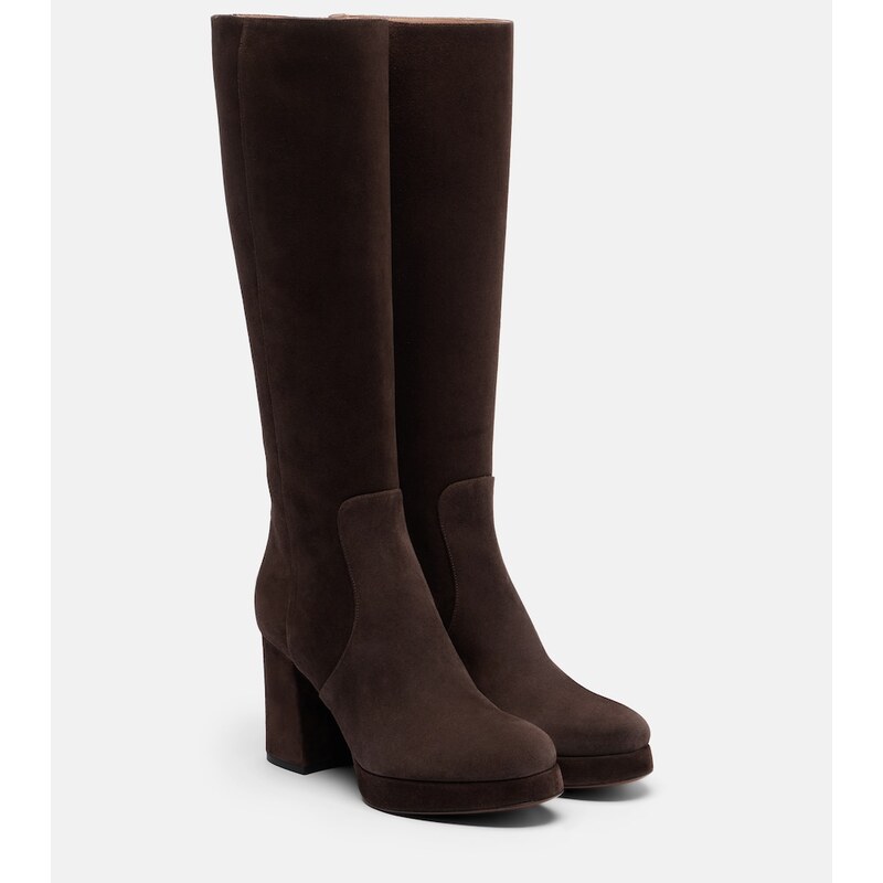 Valentino Garavani Fawcette VLogo suede knee-high boots