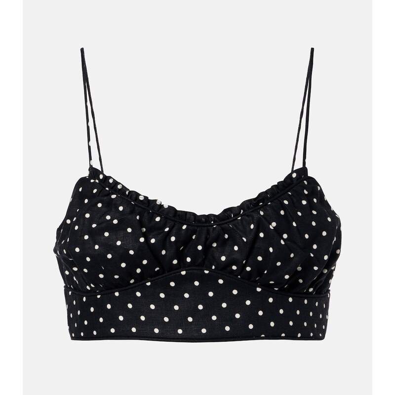 Faithfull Lucia polka-dot linen crop top