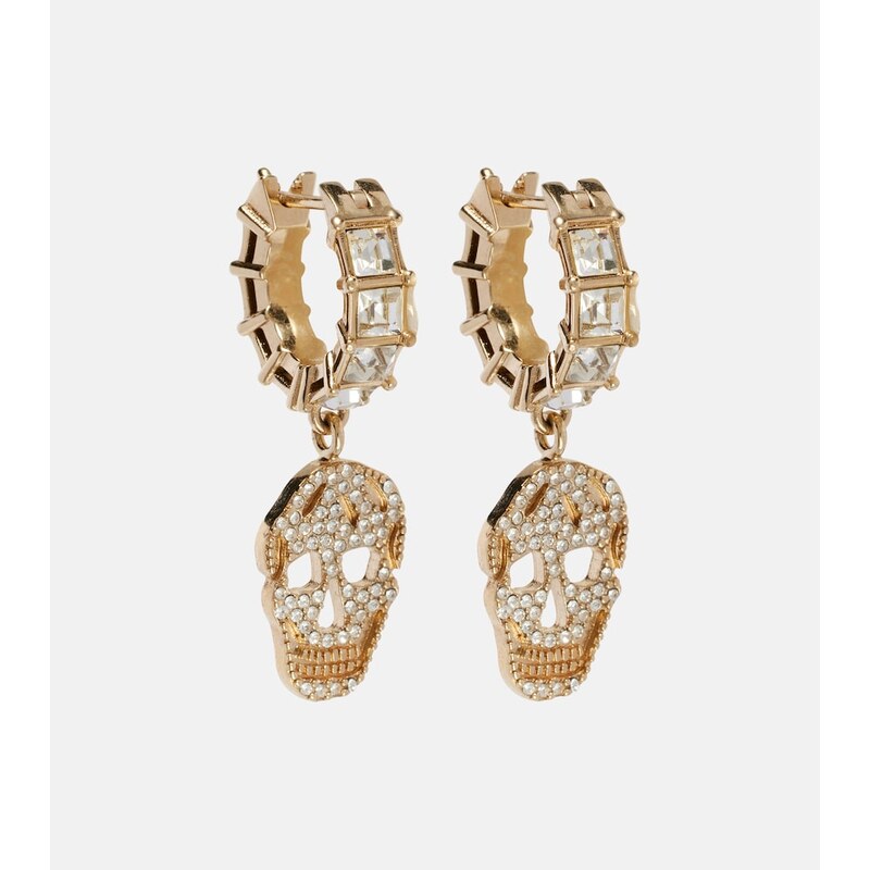 McQueen Skull crystal-embellished drop earrings