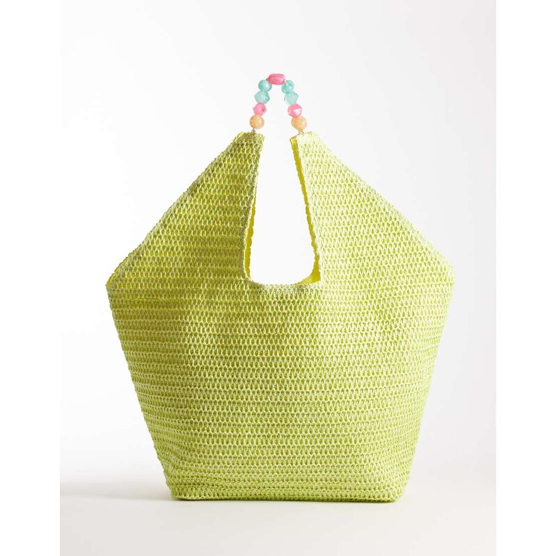 South Beach oversized landscape shoulder tote bag with resin bead 115642338