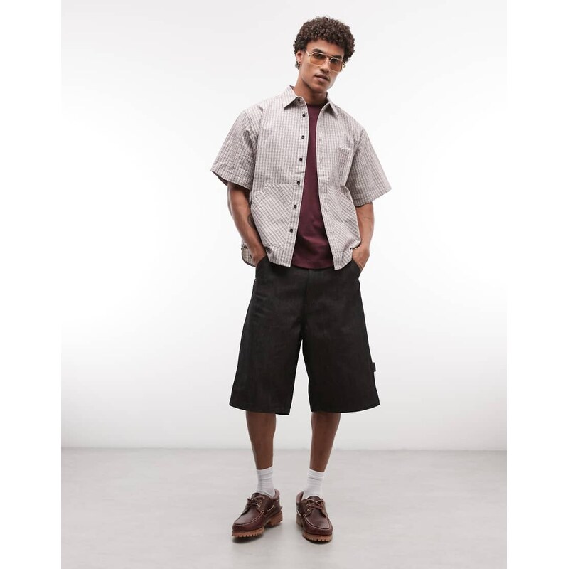 XLARGE cut out XL baggy denim jorts in black with back pocket