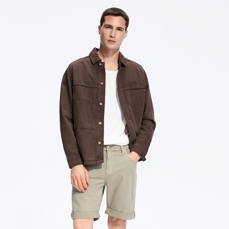 Reserved - Džínové šortky slim fit - zelená