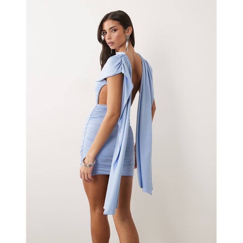 Aria Cove double sculpted slinky cape drape detail open back mini 115561095