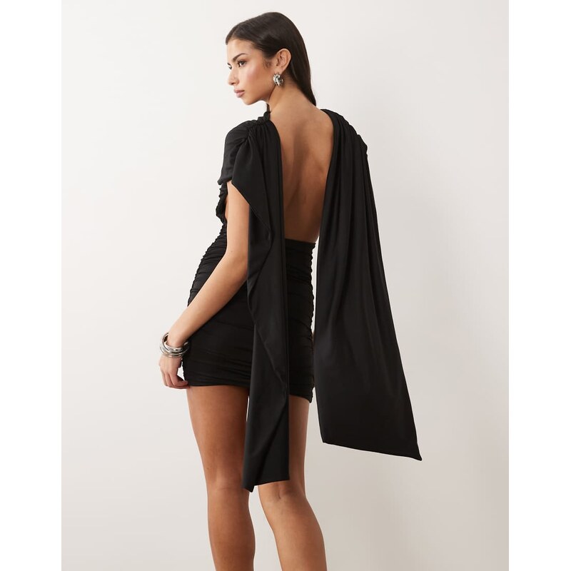 Aria Cove double sculpted slinky cape drape detail open back mini 115546808