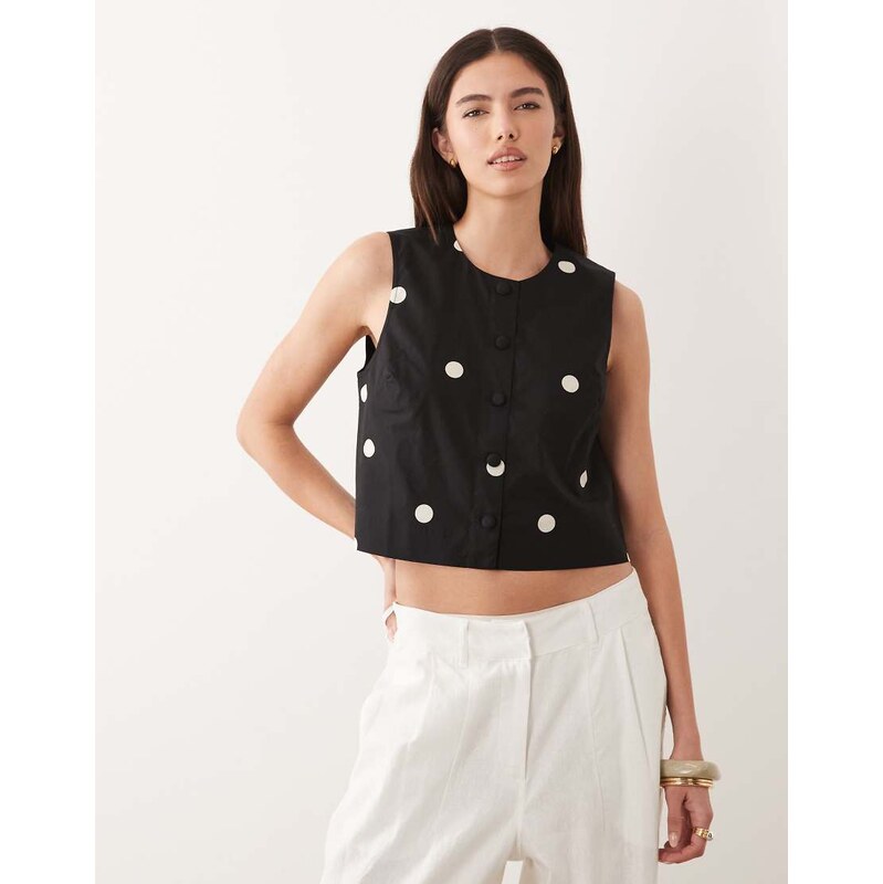 Nobodys Child Shirley cotton button through sleeveless top in