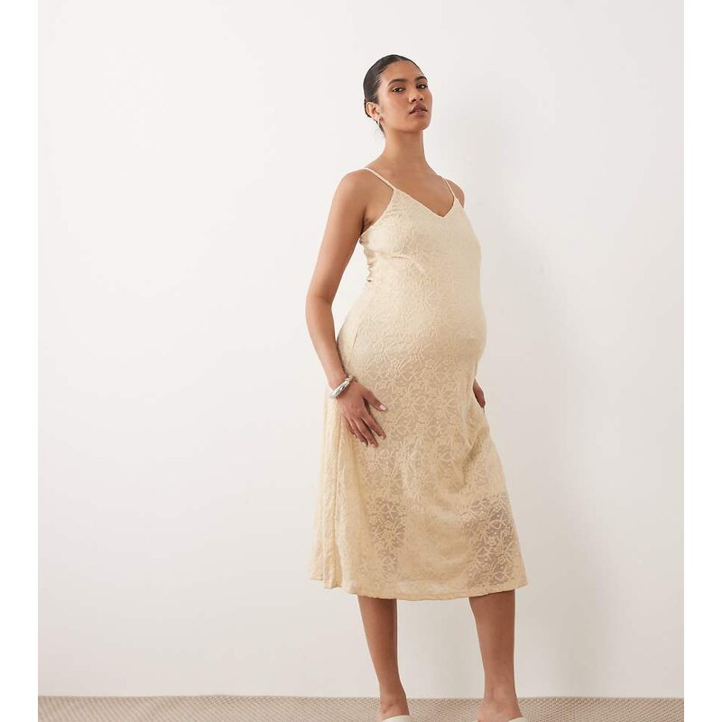 Mama.licious Mamalicious Maternity all over lace cami strap midi