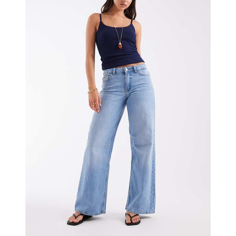 JDY Ruby mid waist wide leg jeans in light blue denim 115642388