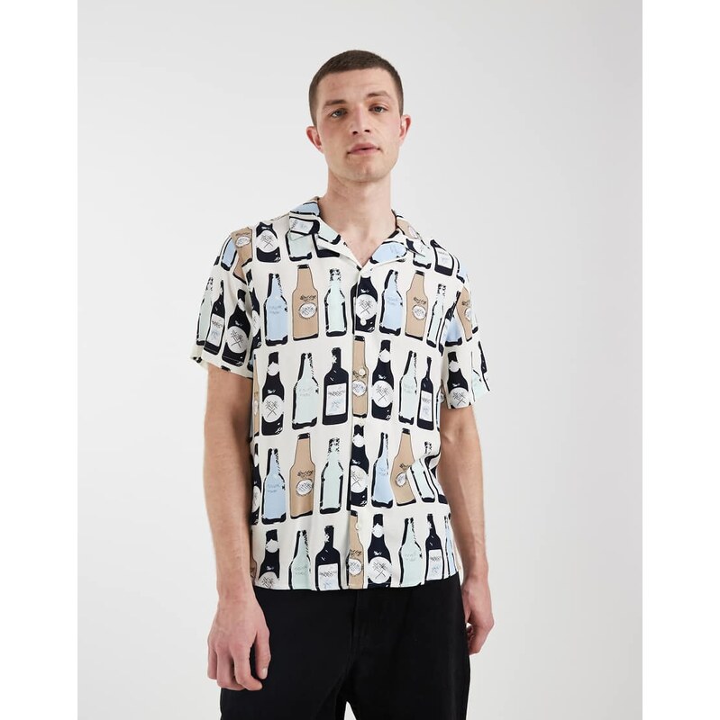 BLEND bottle repeat motif printed regular fit shirt with revere