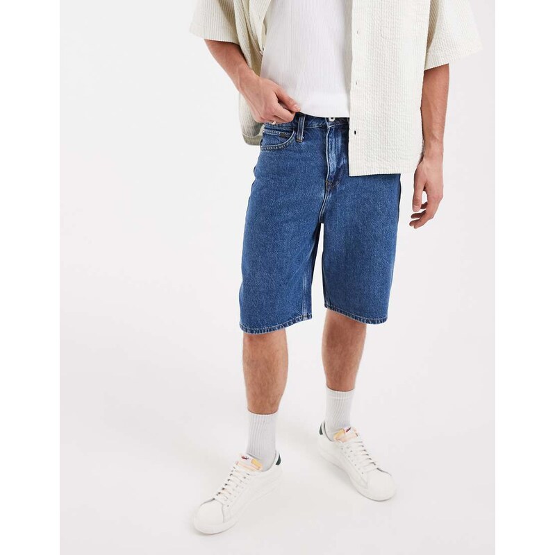 BLEND loose fit denim shorts in mid wash blue