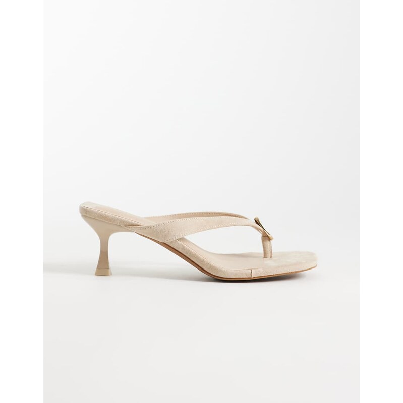 Threadbare faux suede toe thong kitten heels with gold hardware in 115655583