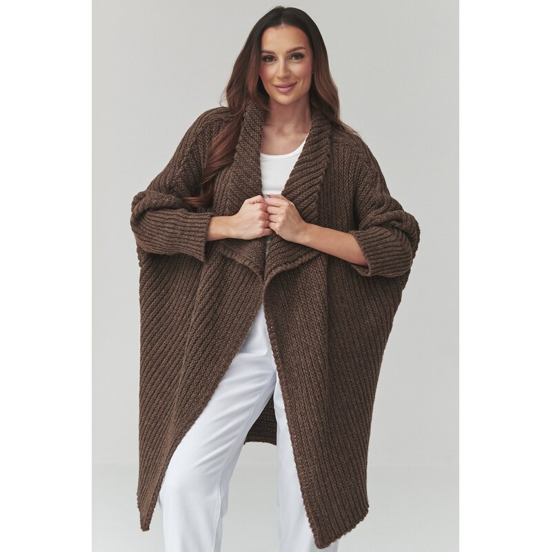 Makadamia dámský kardigan S173 - tm. hnědý 115642199