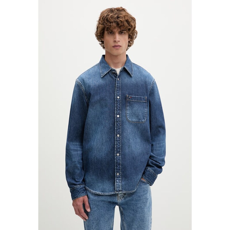 Tommy Jeans košile pánská džínová