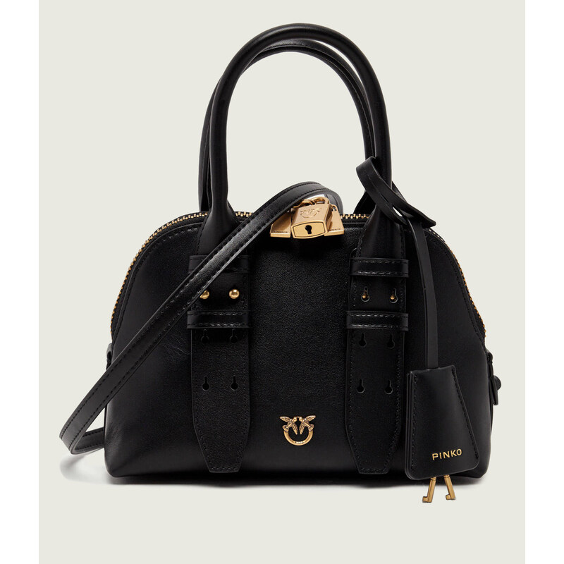 Pinko Kožený kufřík BOWLING BAG ZIP MINI
