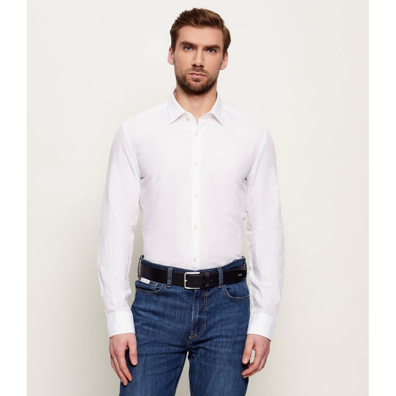 HUGO Košile Kenno | Slim Fit přidáním lnu