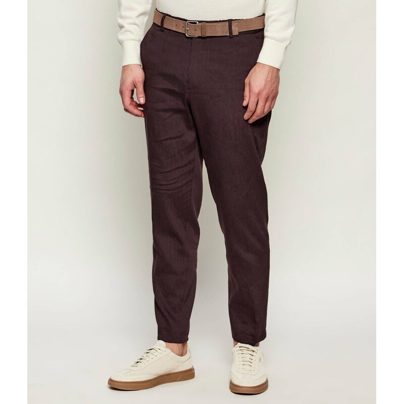 BOSS BLACK Lněné kalhoty P-Perin-RDS-WG-262 | Tapered fit