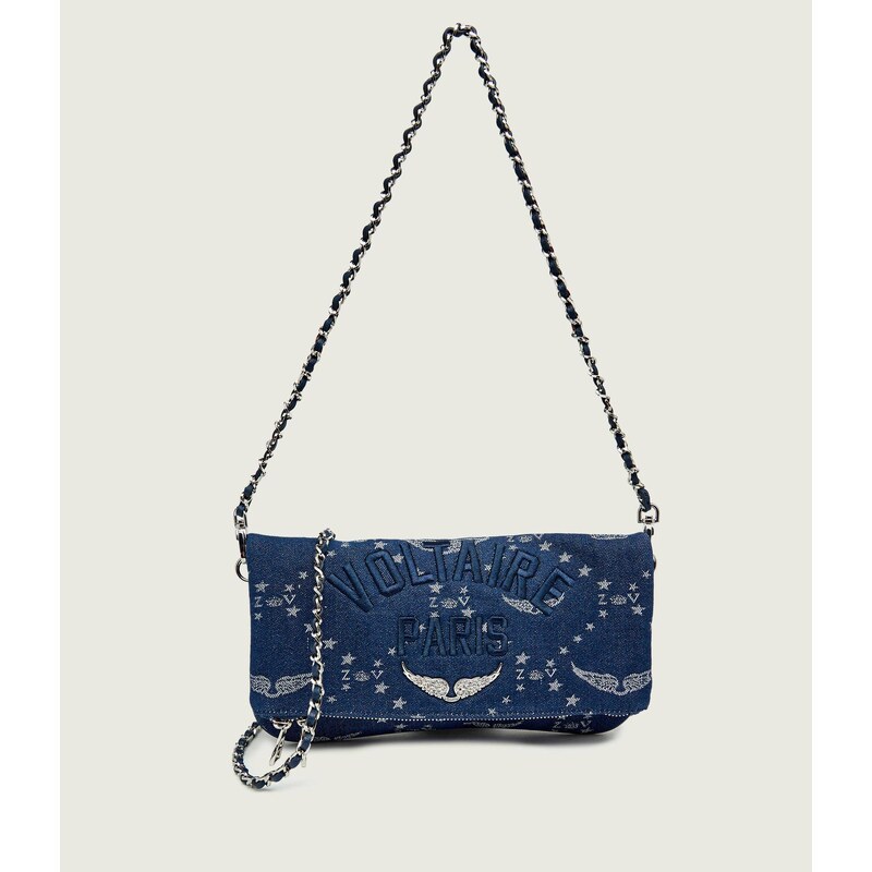Zadig&Voltaire Džínová kabelka na rameno ROCK DENIM MONOGRAM 113029061