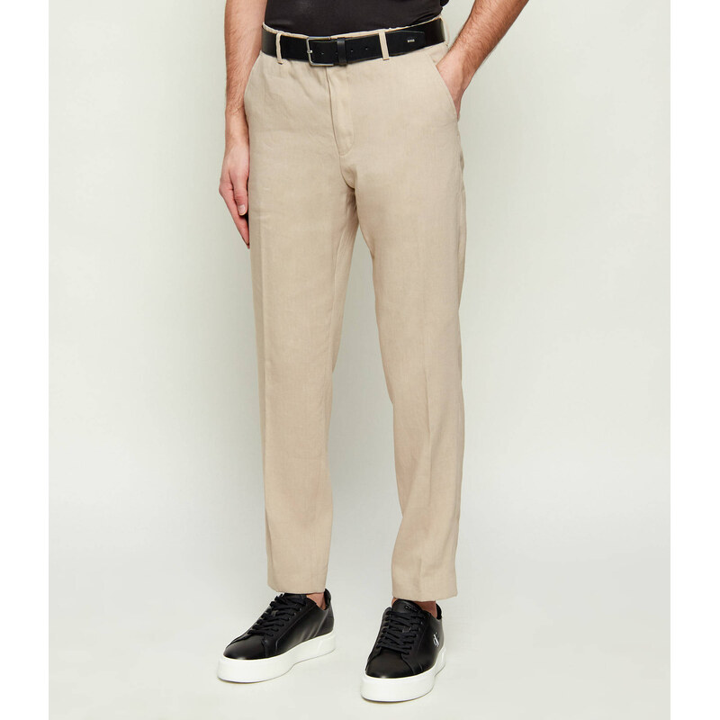 BOSS BLACK Lněné kalhoty P-Perin-RDS-WG-262 | Tapered fit