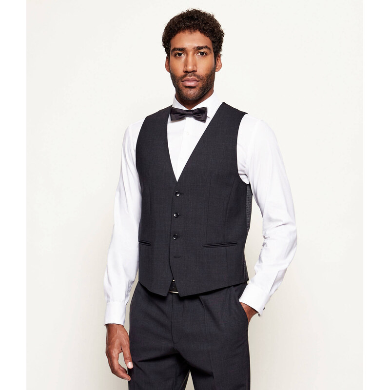 BOSS BLACK vlněná vesta | slim fit