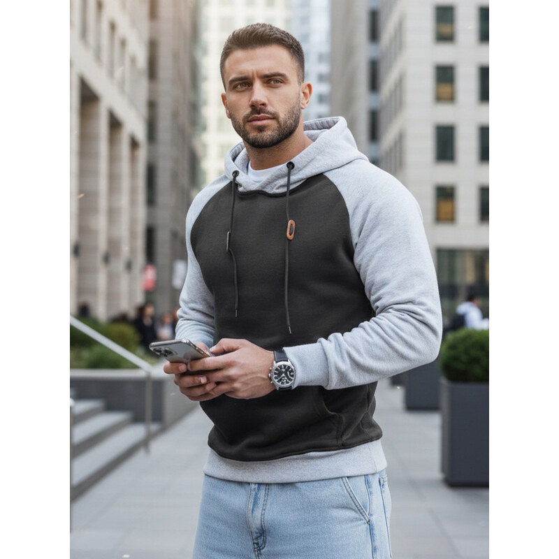 Pánská bavlněná mikina s kapucí černá FashionStreet BX5935